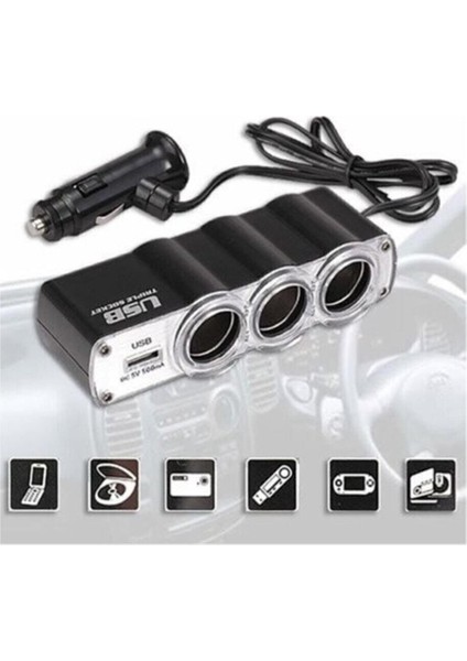 Dacıa Duster Comfort 1.5 Blue Dcı 115 4x4 Araca Uygun 3 Port + 1 USB Oto Araç Çakmaklık Çoğaltıcı Çoklayıcı- Oto Çakmak Çoğaltıcı Soketi USB Çakmaklık
