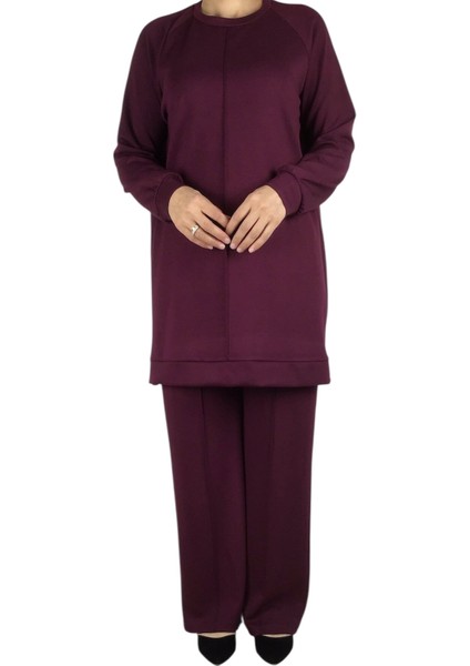 Kadın Tunik Önü Dikişli Altı Bantlı Pantolon Beli Lastikli Önü Dikişli Ikili Takım modelleri