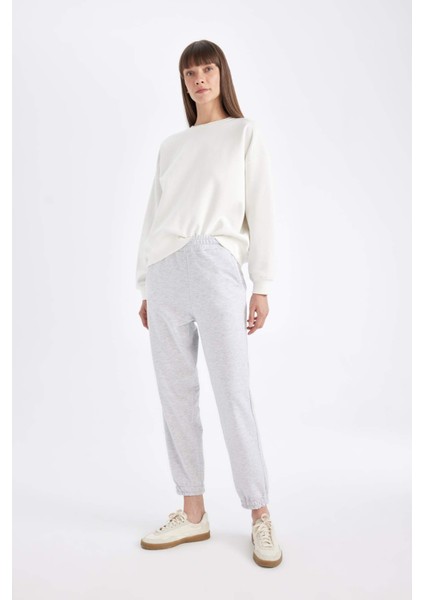 Jogger Eşofman Altı Basic Düz Beli Paçası Lastikli Cepli D4234AX24AU