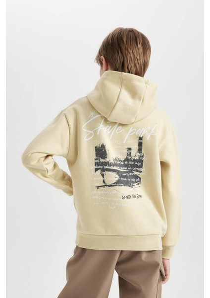Erkek Çocuk Kapüşonlu Sırt Baskılı Sweatshirt D3039A824WN