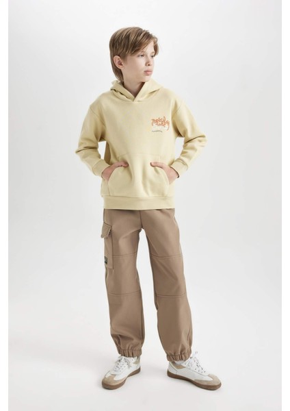 Erkek Çocuk Kapüşonlu Sırt Baskılı Sweatshirt D3039A824WN