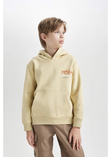 Erkek Çocuk Kapüşonlu Sırt Baskılı Sweatshirt D3039A824WN