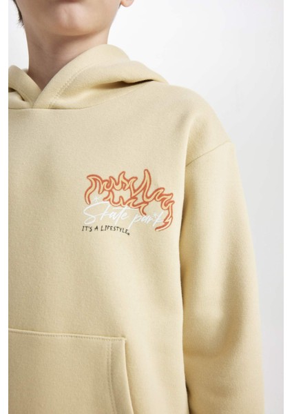 Erkek Çocuk Kapüşonlu Sırt Baskılı Sweatshirt D3039A824WN