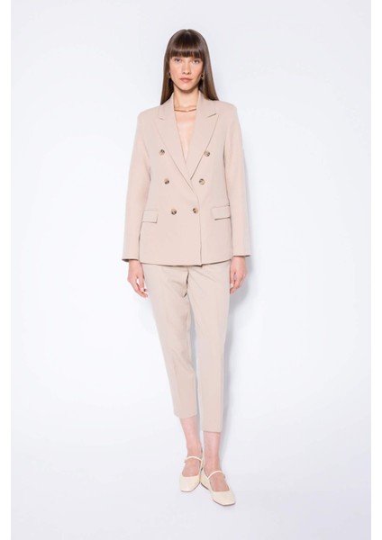 Oversize Geniş Kalıp Ceket Yaka Düğmeli Basic Düz Blazer Ceket D4562AX24AU