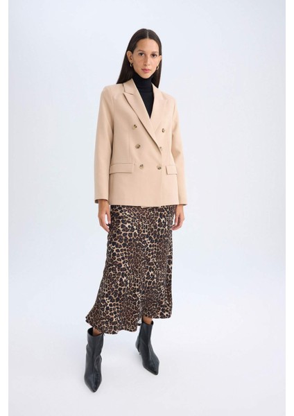 Oversize Geniş Kalıp Ceket Yaka Düğmeli Basic Düz Blazer Ceket D4562AX24AU