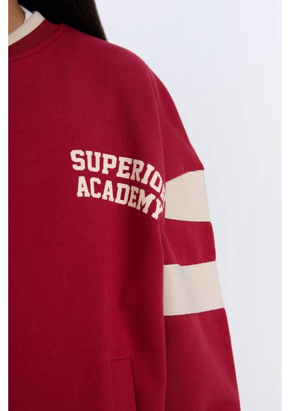 Kız Çocuk Kolej Yaka Baskılı Çıtçıtlı İçi Yumuşak Tüylü Bomber Okul Hırkası