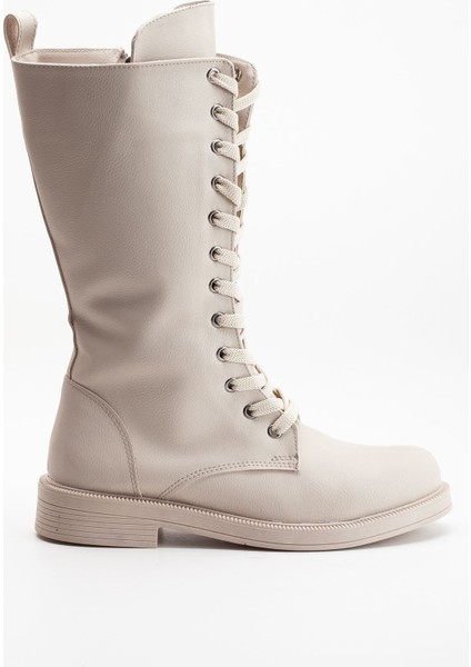 Pamira Bağcıklı Deri Çizme Bej fırsatları