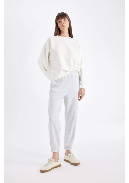 Jogger Eşofman Altı Basic Düz Beli Paçası Lastikli Cepli D4234AX24AU