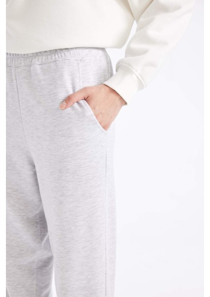 Jogger Eşofman Altı Basic Düz Beli Paçası Lastikli Cepli D4234AX24AU