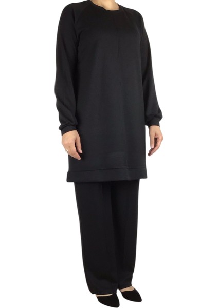 Kadın Tunik Önü Dikişli Altı Bantlı Pantolon Beli Lastikli Önü Dikişli Ikili Takım modelleri