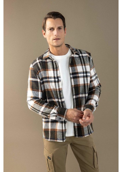 Regular Fit Kareli Oduncu Flanel Uzun Kollu Gömlek S9275AZ24AU