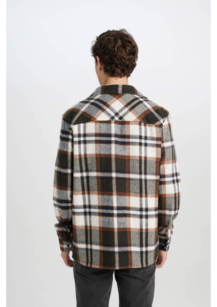 Regular Fit Kareli Oduncu Flanel Uzun Kollu Gömlek S9275AZ24AU