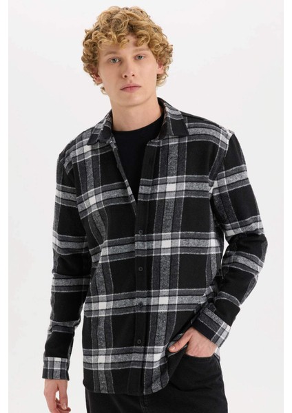Regular Fit Kareli Oduncu Flanel Uzun Kollu Gömlek