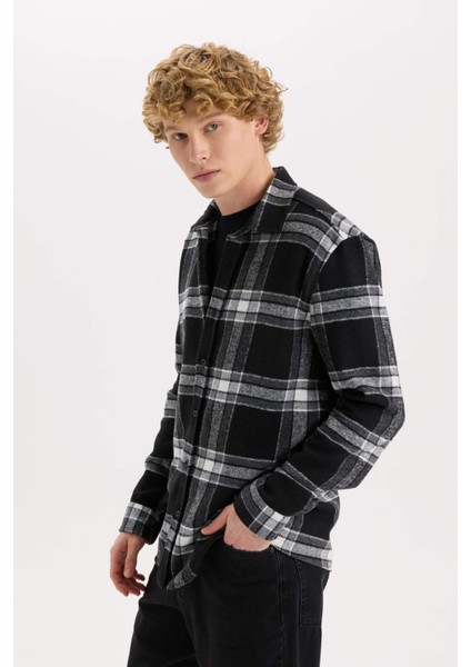 Regular Fit Kareli Oduncu Flanel Uzun Kollu Gömlek
