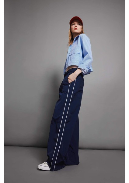 Wide Leg Geniş Bol Paça Normal Bel Palazzo Pantolon Cepli Şerit Detaylı D4404AX24AU