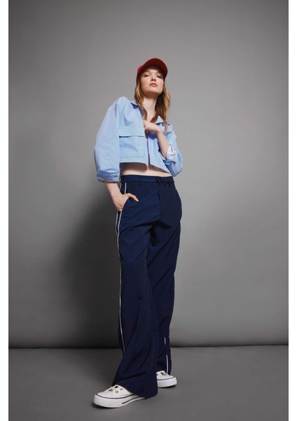 Wide Leg Geniş Bol Paça Normal Bel Palazzo Pantolon Cepli Şerit Detaylı D4404AX24AU