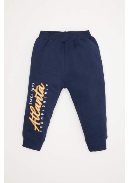 Erkek Bebek 2'li Takım Kapüşonlu Baskılı Sweatshirt Beli Lastikli Jogger Eşofman Altı D5824A524WN