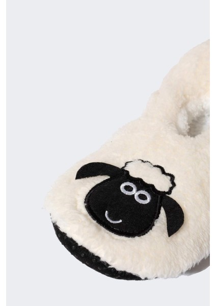 Kadın Kuzu Temalı Pelüş Ev Patiği V8033AZ24AU