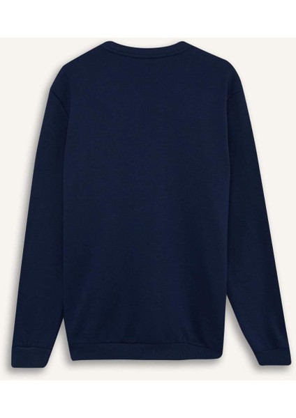 New Regular Fit Bisiklet Yaka Baskılı Kalın Sweatshirt D3670AX24AU