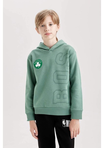 Erkek Çocuk Yeşil NBA Boston Celtics Kapüşonlu Sırt Baskılı Sweatshirt D3124A824AU