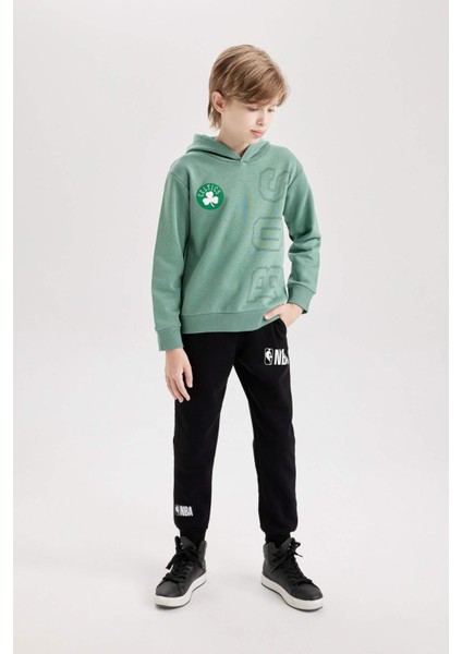 Erkek Çocuk Yeşil NBA Boston Celtics Kapüşonlu Sırt Baskılı Sweatshirt D3124A824AU