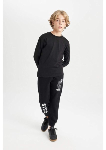 Erkek Çocuk NBA Chicago Bulls Siyah Beli Paçası Lastikli Cepli Jogger Eşofman Altı D3141A824AU