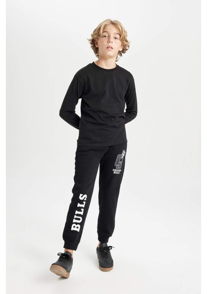 Erkek Çocuk NBA Chicago Bulls Siyah Beli Paçası Lastikli Cepli Jogger Eşofman Altı D3141A824AU