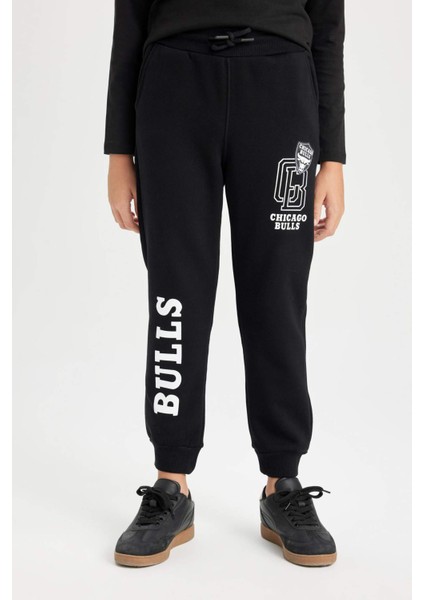 Erkek Çocuk NBA Chicago Bulls Siyah Beli Paçası Lastikli Cepli Jogger Eşofman Altı D3141A824AU