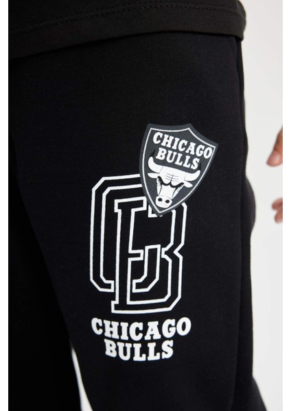 Erkek Çocuk NBA Chicago Bulls Siyah Beli Paçası Lastikli Cepli Jogger Eşofman Altı D3141A824AU