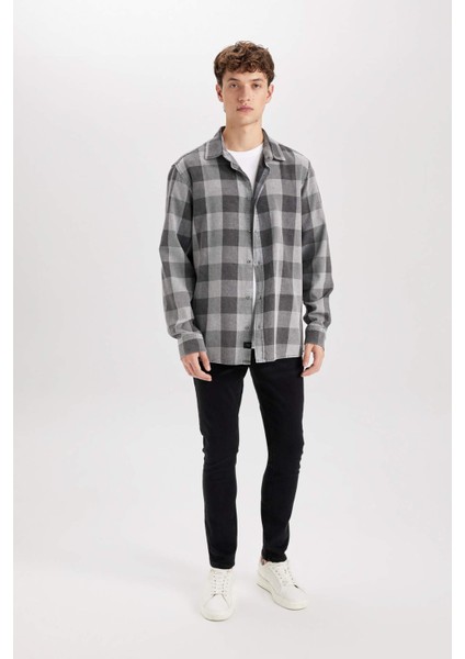 %100 Pamuk Regular Fit Kareli Uzun Kollu Gömlek