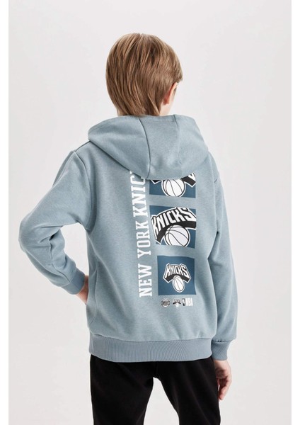 Erkek Çocuk NBA New York Knicks Kapüşonlu Sırt Baskılı Sweatshirt D3142A824AU