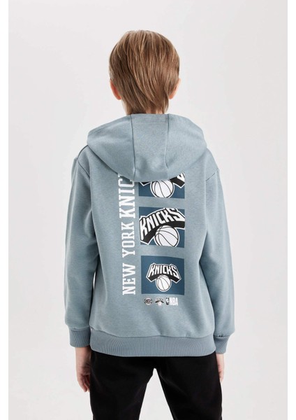 Erkek Çocuk NBA New York Knicks Kapüşonlu Sırt Baskılı Sweatshirt D3142A824AU