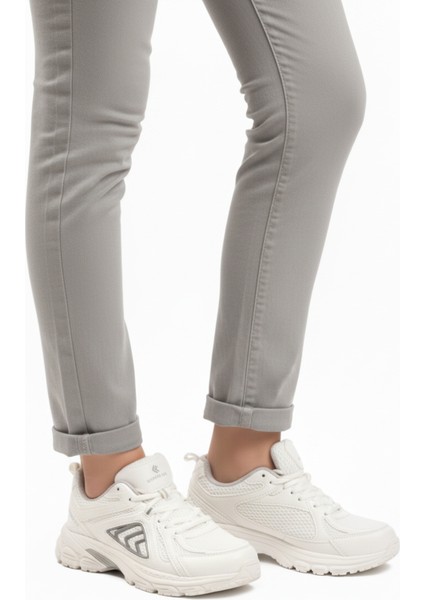 Beyaz Hafızalı Taban Hafif Esnek Fileli Unisex Spor Ayakkabı Dipper G