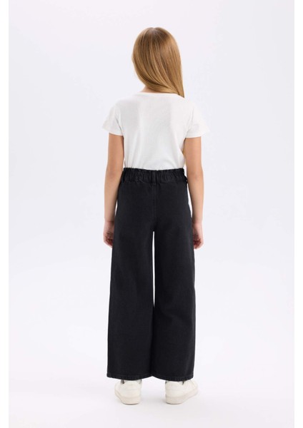 Kız Çocuk Wide Leg Kargo Geniş Bol Paça Jean Pantolon D5449A824WN