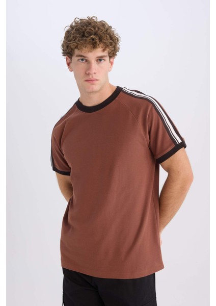 %100 Pamuk Regular Fit Bisiklet Yaka Kısa Kollu Pike Tişört C2563AX25SP