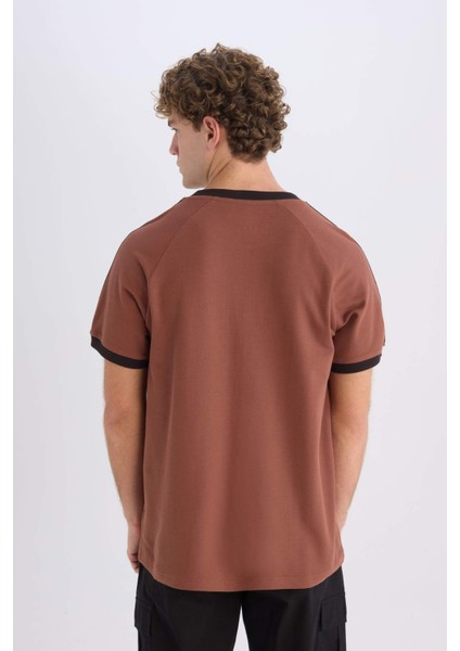 %100 Pamuk Regular Fit Bisiklet Yaka Kısa Kollu Pike Tişört C2563AX25SP