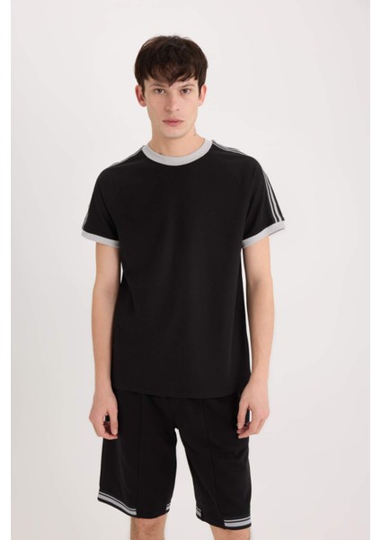 %100 Pamuk Regular Fit Bisiklet Yaka Kısa Kollu Pike Tişört C2563AX25SP