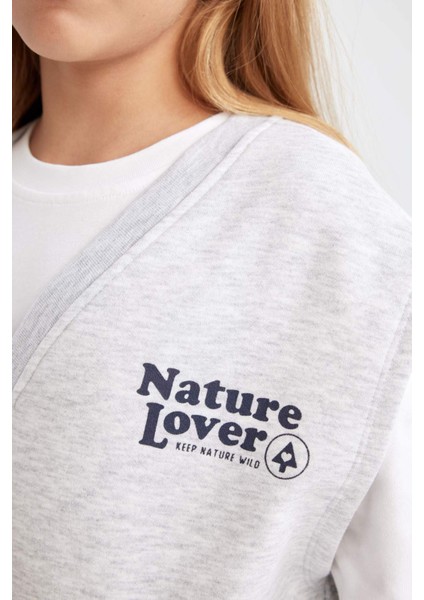 Kız Çocuk 3'lü Takım Baskılı Süveter Uzun Kollu Tişört Basic Düz Şort Etek D2868A824AU