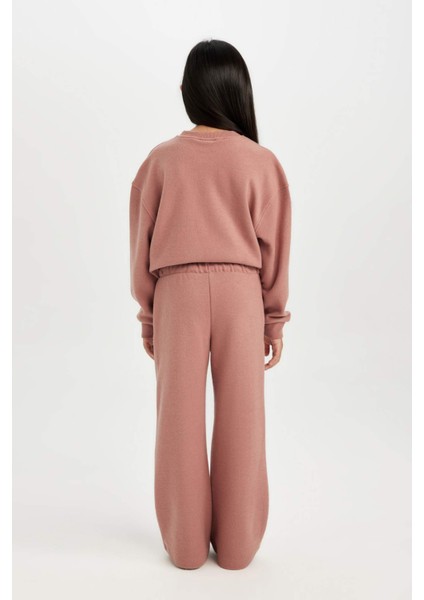 Kız Çocuk Wide Leg Geniş Bol Paça Beli Lastikli Eşofman Altı D3974A824WN