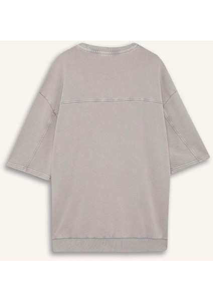 Loose Fit Bisiklet Yaka Yıkamalı Soluk Efektli Kısa Kollu Tişört C0709AX25SP