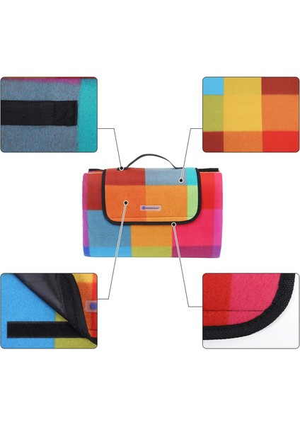 GCM61C Piknik Örtüsü, Renkli Kareli Desen, 195 x 150 cm Ab fırsatları