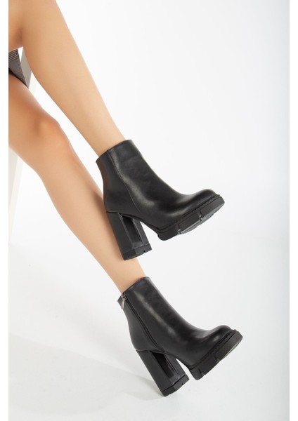 Zeta Platform Topuk Süet Bot Siyah modelleri