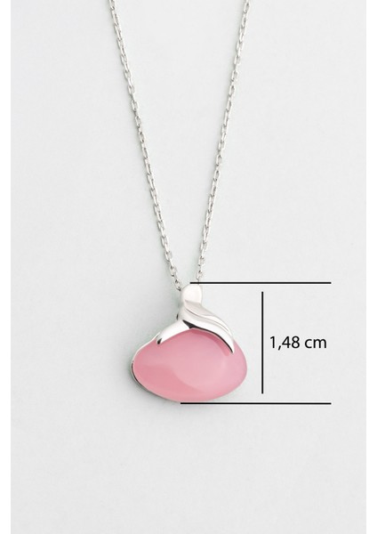 Kalsedon Taşlı 18 Ayar Beyaz Altın Kaplama 42 cm Gümüş Kolye modelleri
