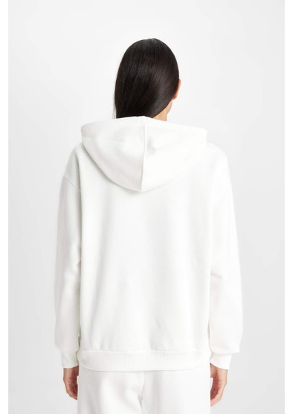 Relax Fit Kapüşonlu Kanguru Cepli Kalın Basic Düz Sweatshirt W1240AZ24WN