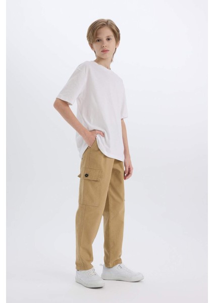 Erkek Çocuk Loose Fit Standart Paça Gabardin Pantolon D3406A825SP