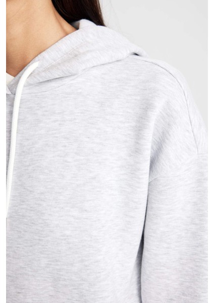 Relax Fit Kapüşonlu Kanguru Cepli Kalın Basic Düz Sweatshirt W1240AZ24WN
