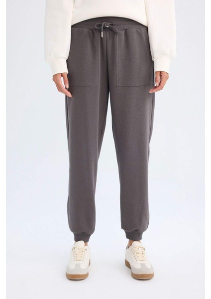 Regular Fit Jogger Eşofman Altı Basic Düz Beli Lastikli Bağcıklı Cepli V2699AZ24WN