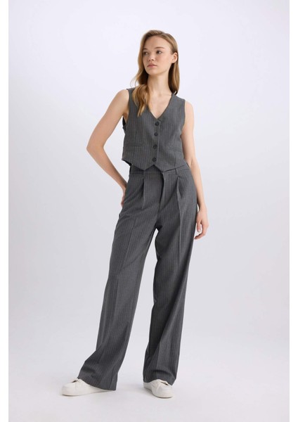Regular Fit Blazer Yelek Crop Basic Düz Düğmeli Z8526AZ24AU