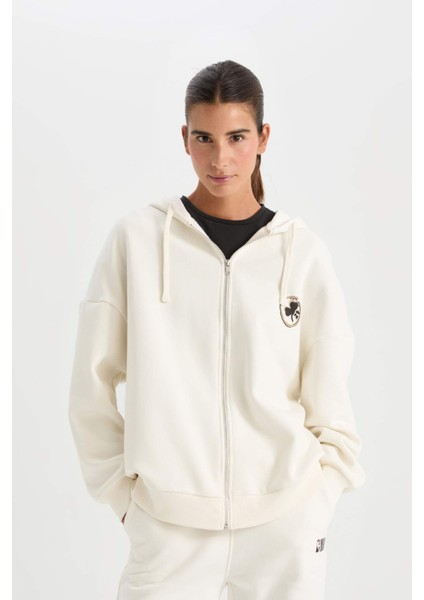 Fit NBA Boston Celtics Oversize Geniş Kalıp Kapüşonlu Sırt Baskılı Kalın Fermuarlı Sweatshirt D0691AX24AU