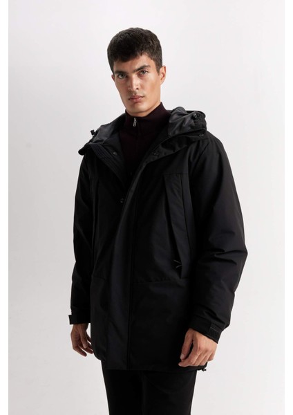 Regular Fit Kapüşonlu Fermuarlı Cepli Mont D5969AX24CW